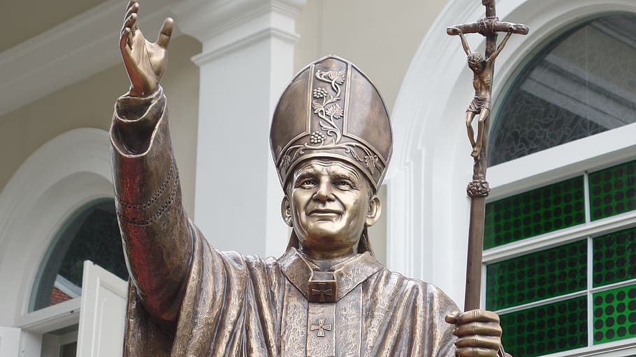 statue, pope, hand rising, architecture, built structure, low angle view HD wallpaper