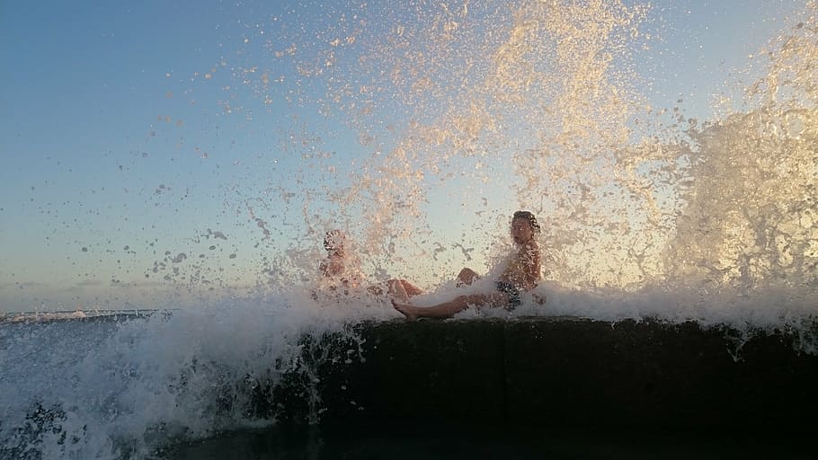 water, ocean, splash, beach, wave, summer, swim, splashing HD wallpaper