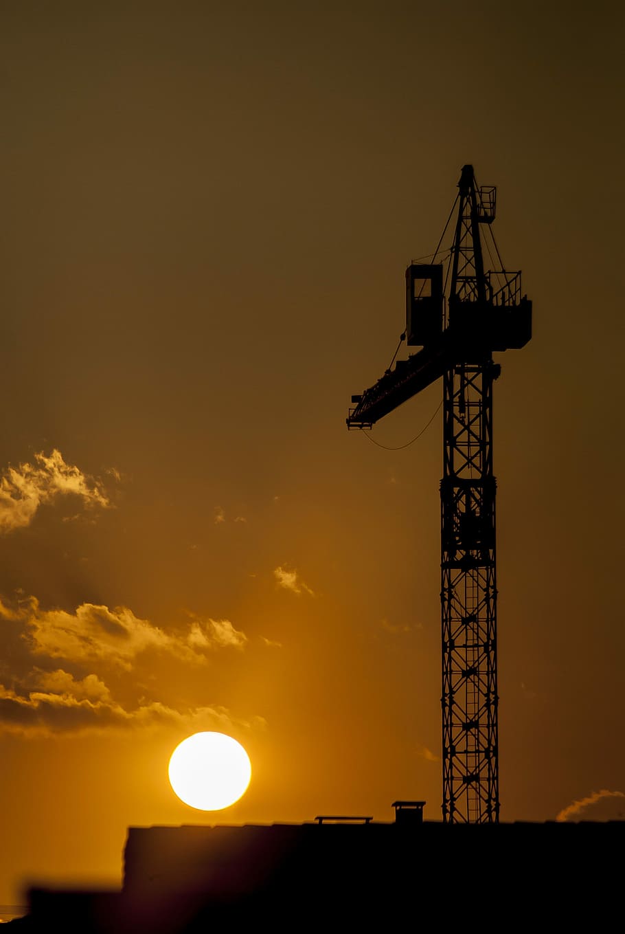 Crane, Construction, Load, Work, Sun, industrial, prevention HD wallpaper