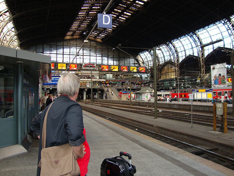 hamburg, central station, wait, train, platform, railway station HD wallpaper