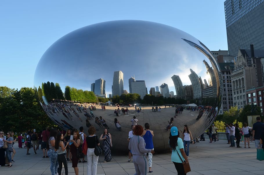 chicago, bean, mirror, artwork, architecture, building exterior HD wallpaper