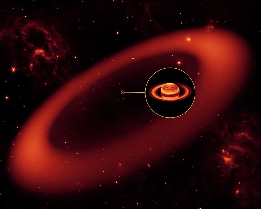 galaxy digital wallpaper, Saturn, Planet, Moon, Phoebe, Ring HD wallpaper