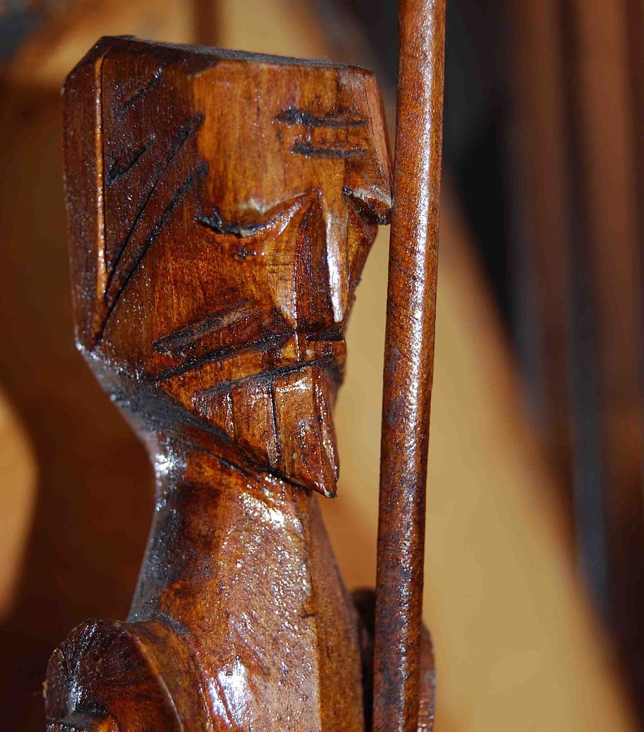 Don Quixote, Carving, Wood, Spear, statue, man, weapon, wood carving, HD wallpaper