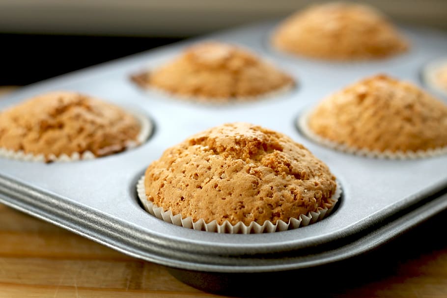 selective focus photography of muffins, foods, baked, cupcakes, HD wallpaper