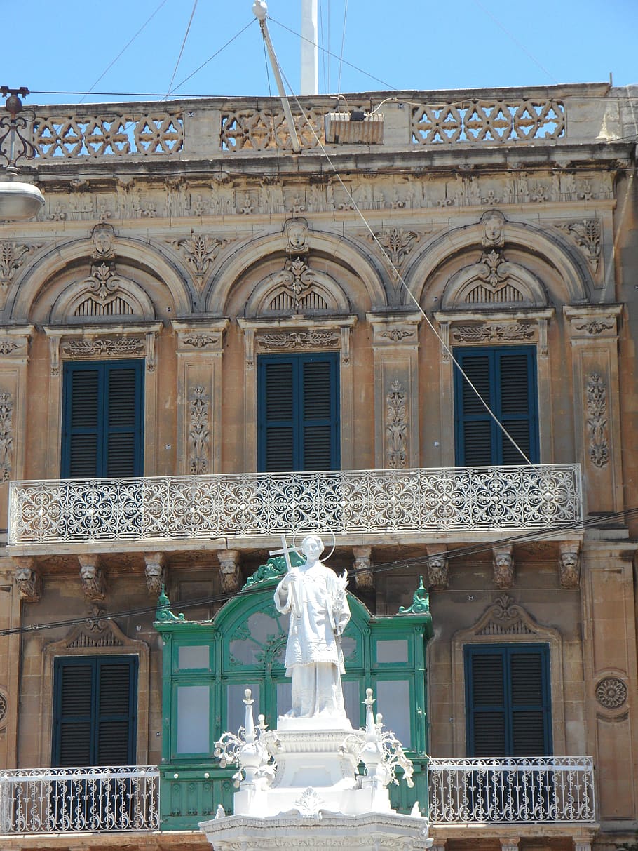 city palace, building, historically, malta, architecture, patron saint, HD wallpaper