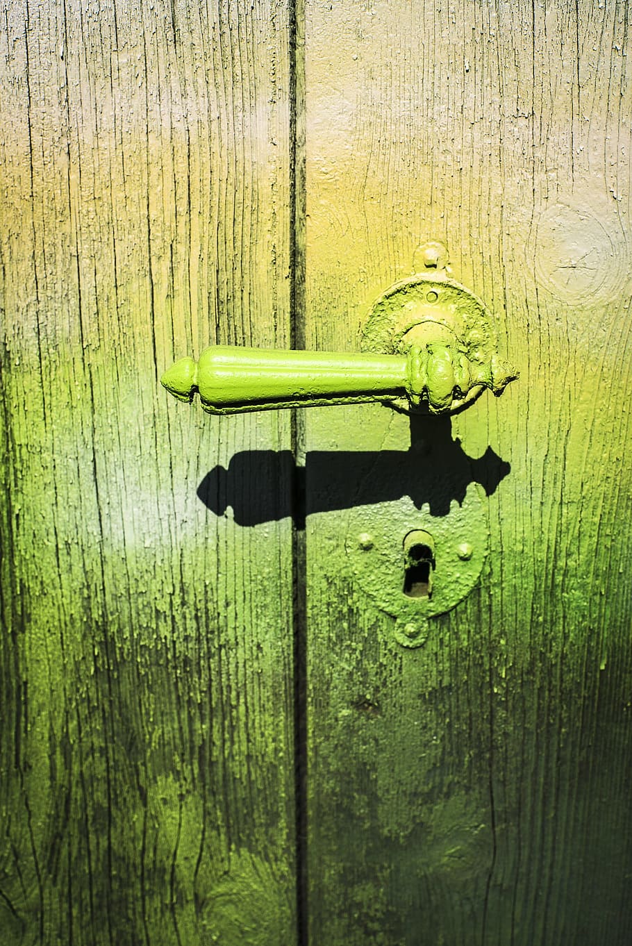 door handle, old, graffiti, old door, wood, door lock, door knob