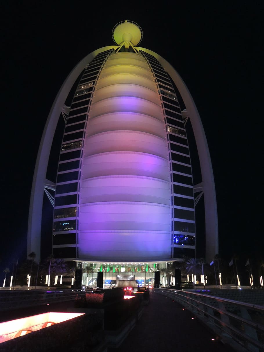 dubai, uae, emirates, desert, burj al arab, outdoor, light HD wallpaper
