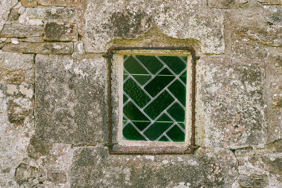 wall, architecture, pierre, window, glasses, colors, tiles HD wallpaper