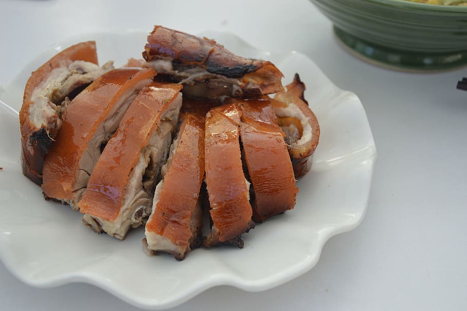 pork, dish, barbecue, bbq, meat, roasted, food, food and drink HD wallpaper