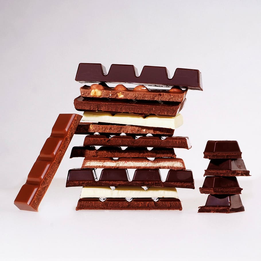 chocolate and milk chocolate bar lot, nuts, nibble, candy, food HD wallpaper