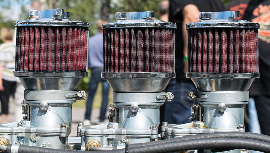 air filter, manifold, car, engine, close-up, focus on foreground HD wallpaper