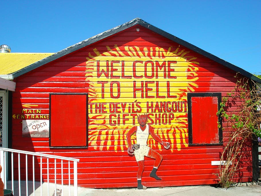 hell, devil, red, architecture, one person, built structure HD wallpaper