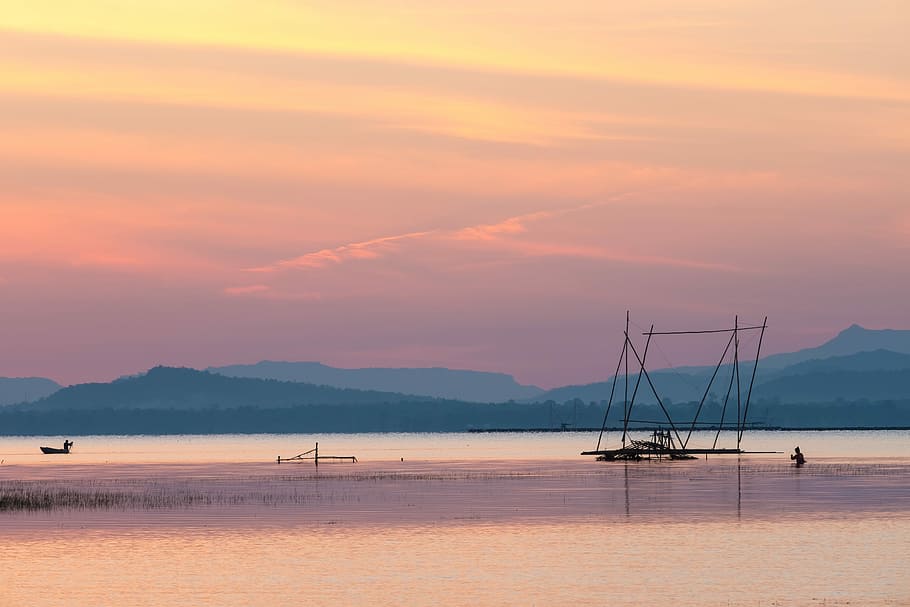 landscape, sunset, beautiful sky, water, sea, beauty in nature HD wallpaper