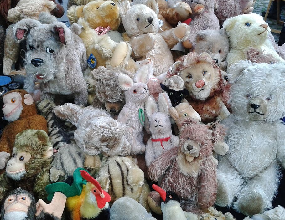 stuffed animals, toys, children toys, cuddly, soft toy, steiff animals, HD wallpaper