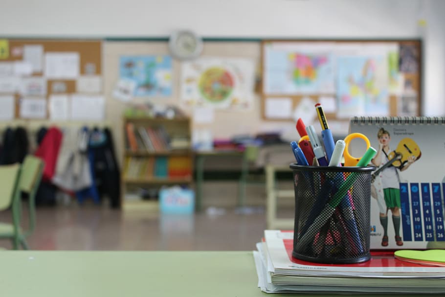 My first one, pen near brown wooden desk, school, classroom, pens HD wallpaper