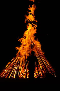 person's silhouette in front of bonfire, Man, Human, Running Away HD wallpaper