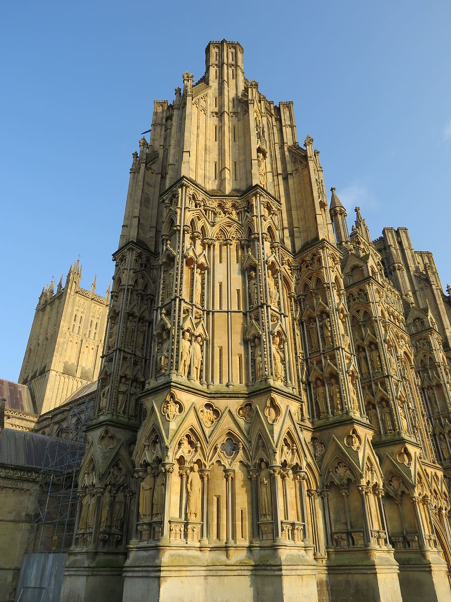 wells, cathedral, somerset, uk, church, architecture, historic, HD wallpaper