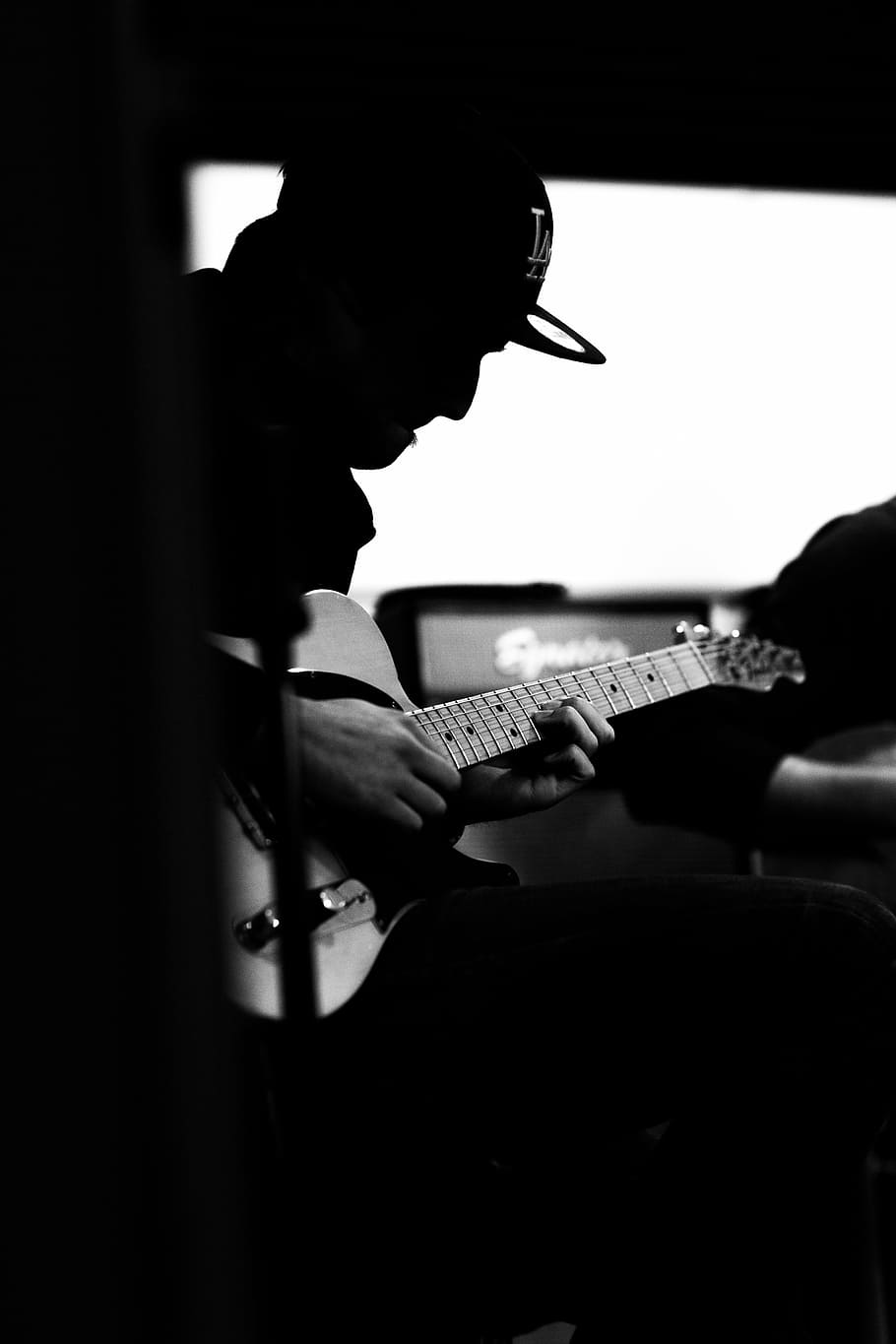 man playing guitar, guitarist, amplifier, music, instrument, musician