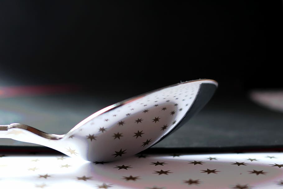 close-up photography of gray stainless steel spoon, background HD wallpaper