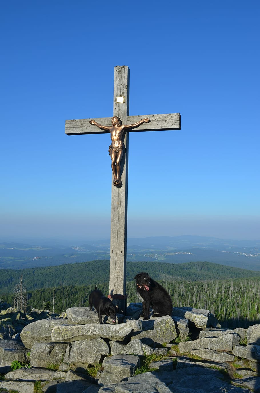 Summer, Summit, Sky, Blue, summer day, summit cross, lusen HD wallpaper