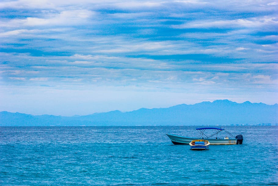Ocean, Landscape, Blue, Beach, Horizon, boat, sea, sunset, pacific ocean HD wallpaper