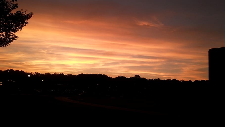 sunset, sky, trees, evening, landscape, scenic, romantic, nature HD wallpaper