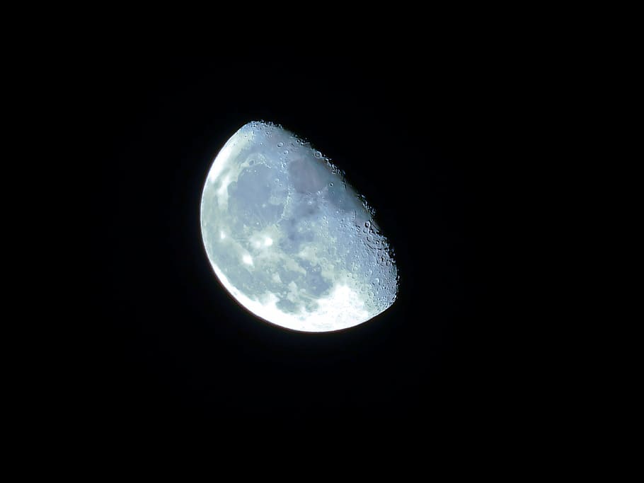 moon, night, blue, sky, black, crescent, moonlight, night photograph HD wallpaper