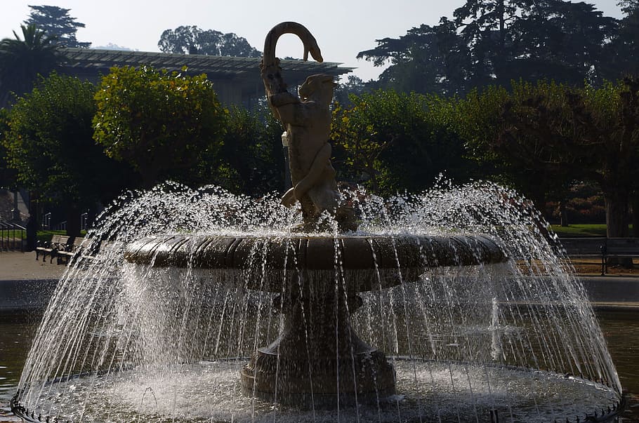 fountain, water, drip, flow, wet, decorative fountains, garden HD wallpaper