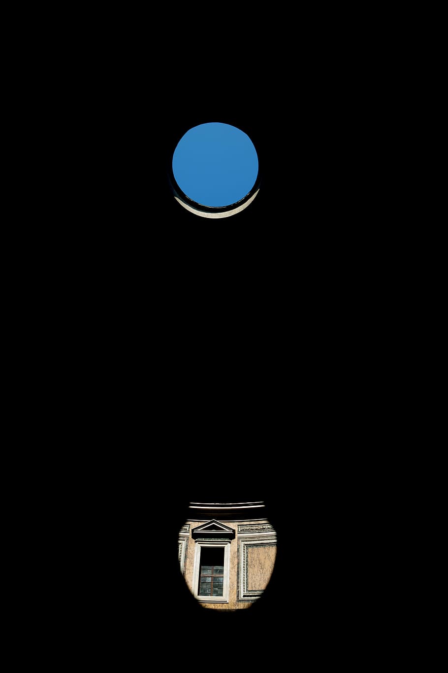 blue dot on top of brown vase illustration, closed window under blue moon painting HD wallpaper
