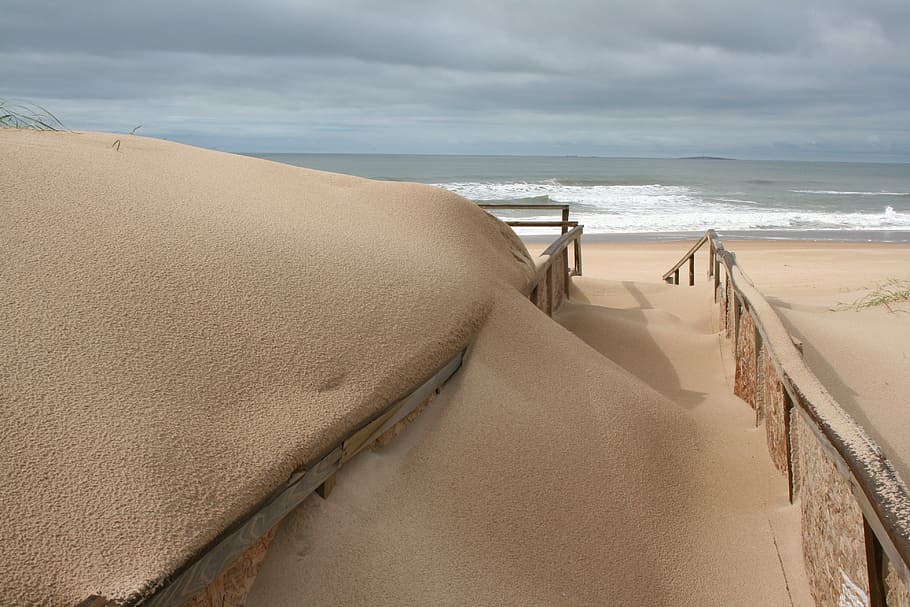 stormy, sand, path, sea, beach, nature, outdoor, cloudy, coast HD wallpaper