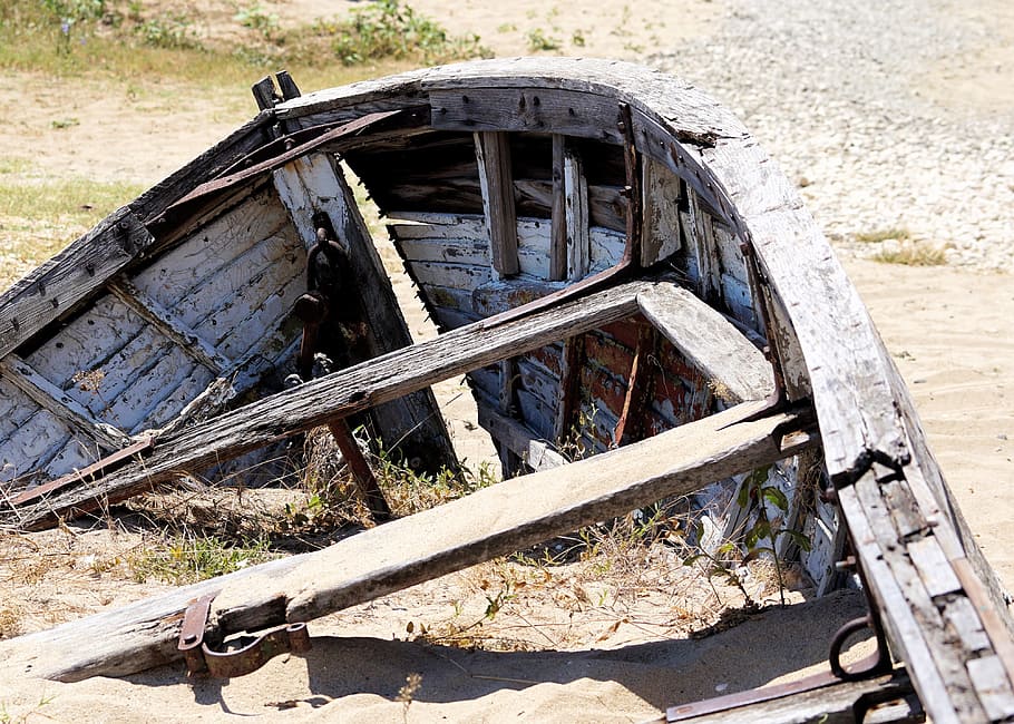 boot, old, wood, morsch, broken, wreck, old boat, weathered HD wallpaper