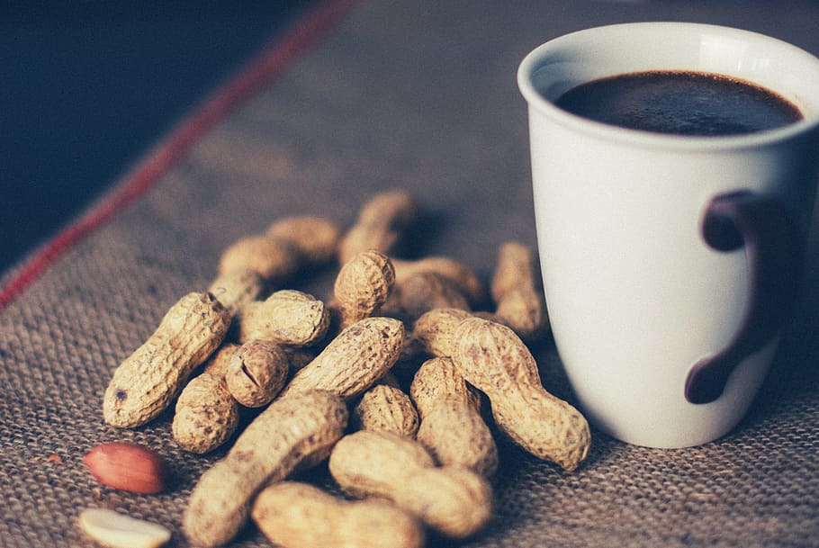 peanuts, coffee, cup, mug, food, food and drink, coffee - drink HD wallpaper