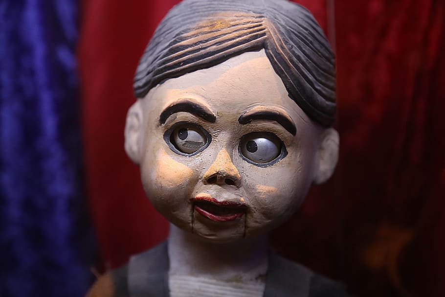 brown haired wooden puppet, creepy, ventriloquist, spooky, halloween HD wallpaper