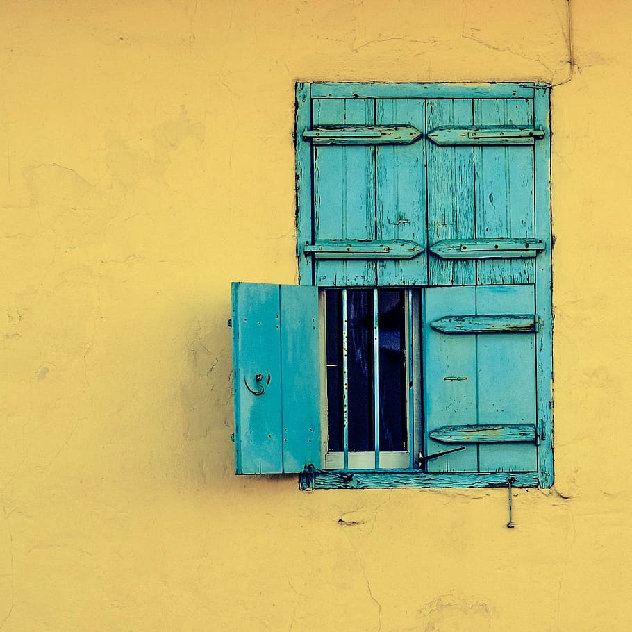 window, wooden, old, blue, village, traditional, architecture HD wallpaper