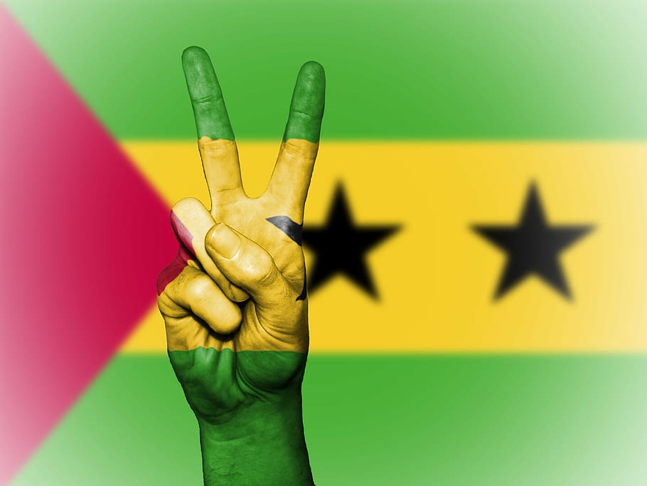 sao tome and principe, peace, hand, nation, background, banner