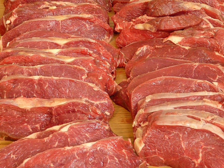 pile of raw meat, Pork, Chop, Fry, Steak, food, red, pig, beef, HD wallpaper
