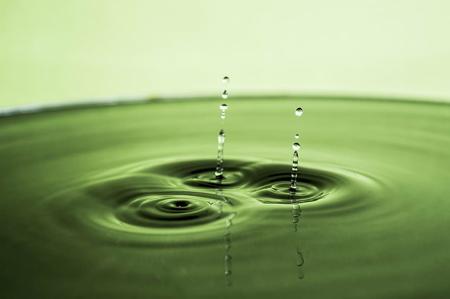 photo of green liquid, water, water drop, silver, reflection HD wallpaper