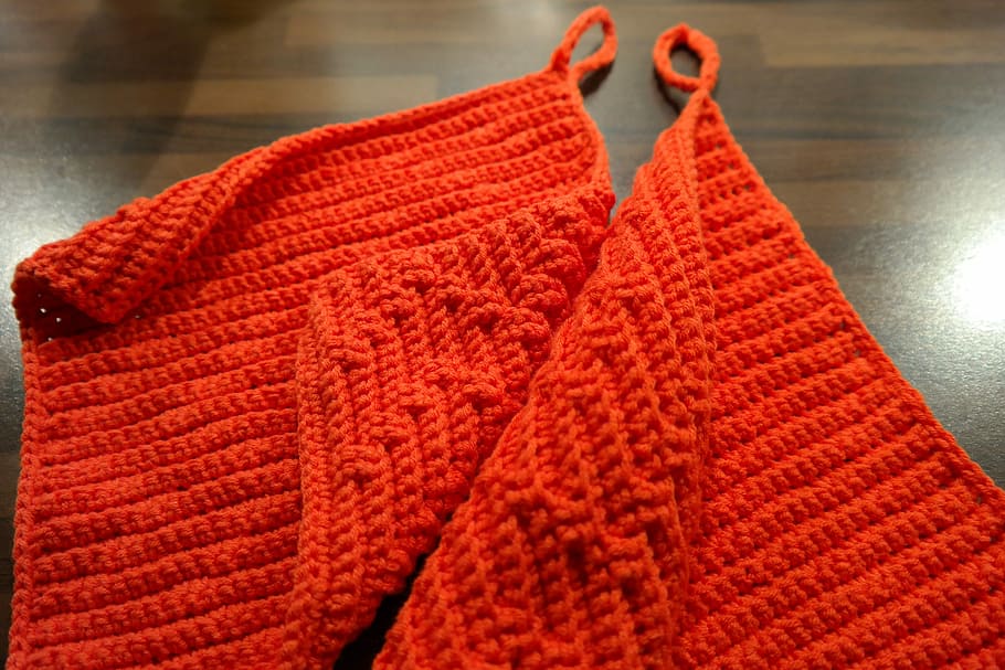 Oven, Mitts, Crochet, Wool, Fabric, oven mitts, red, no people, HD wallpaper