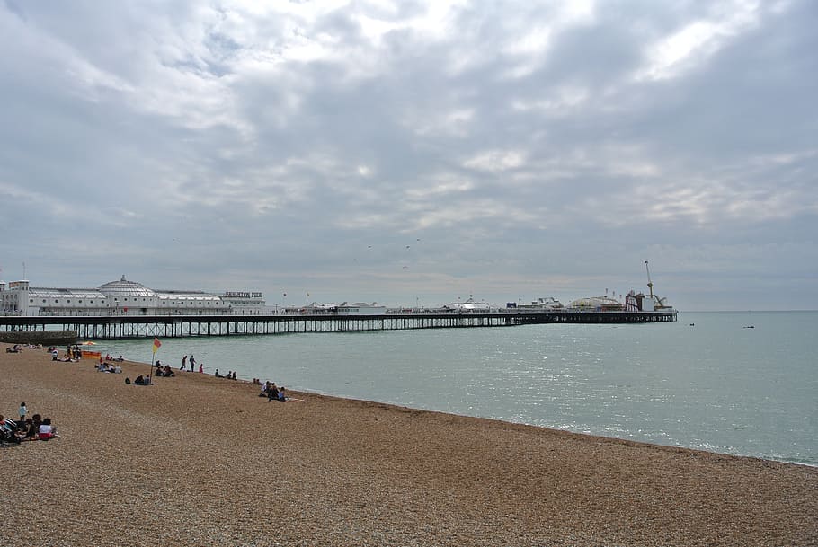 brighton pier, england, beach, amusement, pebble beach, coast, HD wallpaper