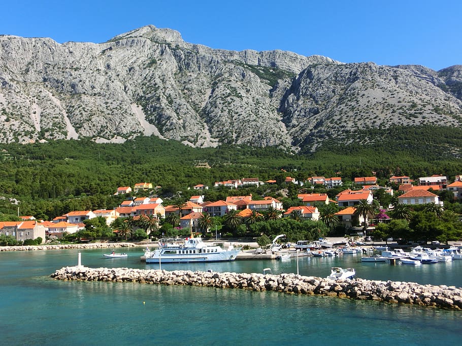 dalmatia, adriatic sea, mountain, fishing village, orbenic, HD wallpaper