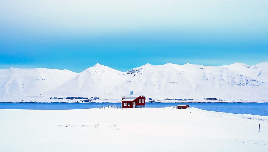 cold, glacier, iceberg, melting, cabin, cottage, countryside HD wallpaper