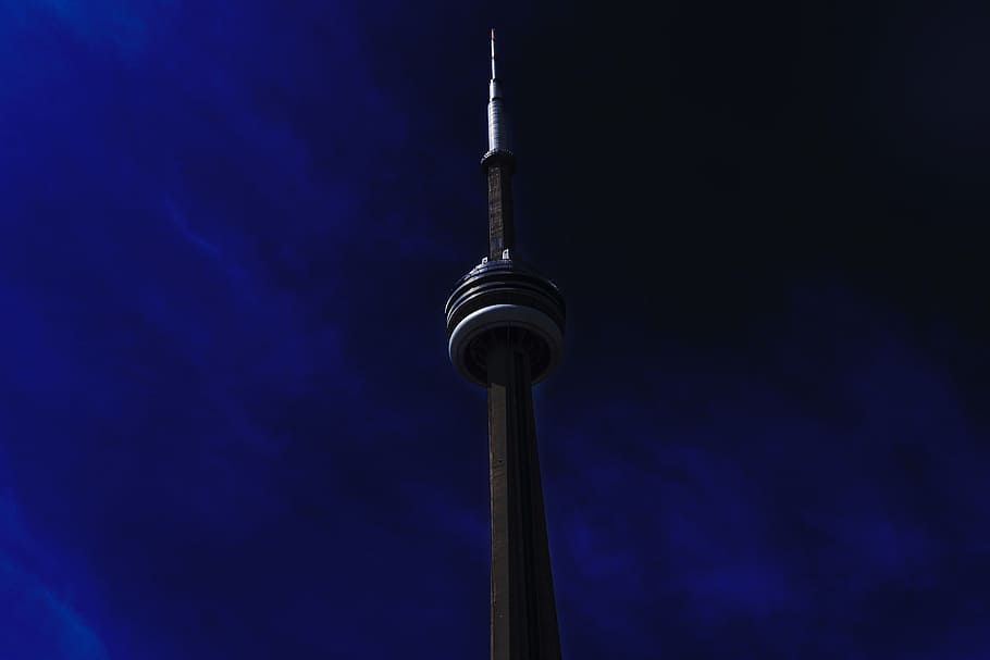 dark, blue, sky, tower, tall - high, architecture, built structure HD wallpaper