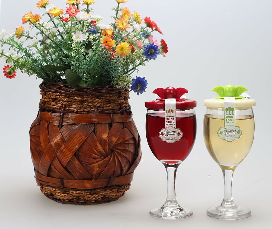 goblet, wine, stemware wine 1, vase, bouquet, flower, decoration HD wallpaper