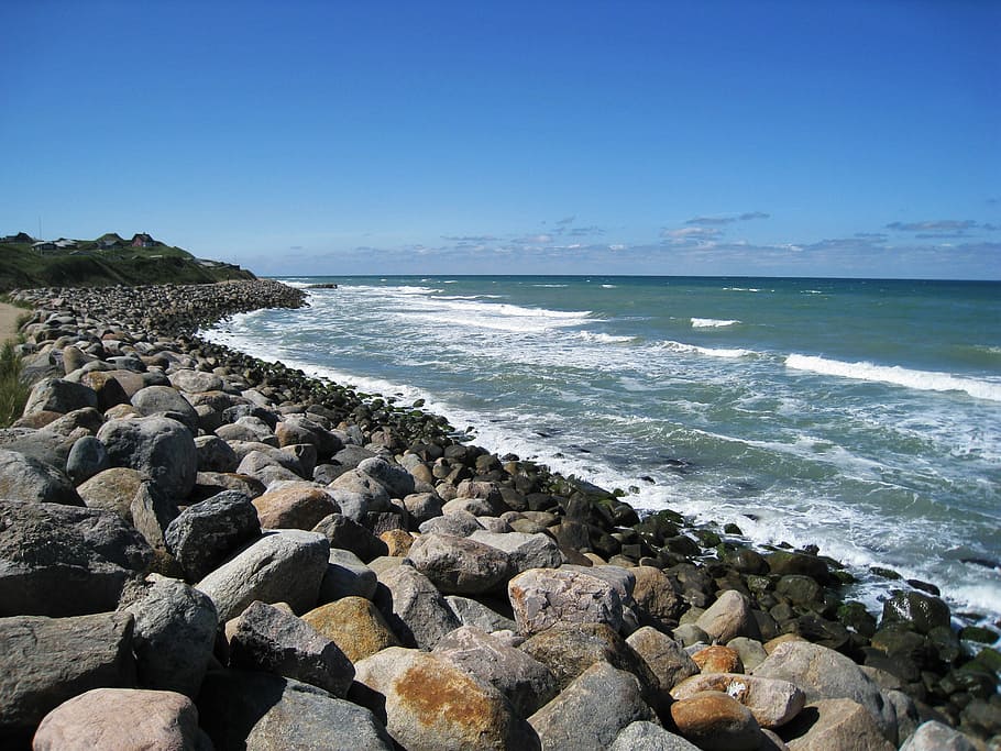 Lønstrup Harrerenden, Coastal Protection, skagerak, denmark, HD wallpaper