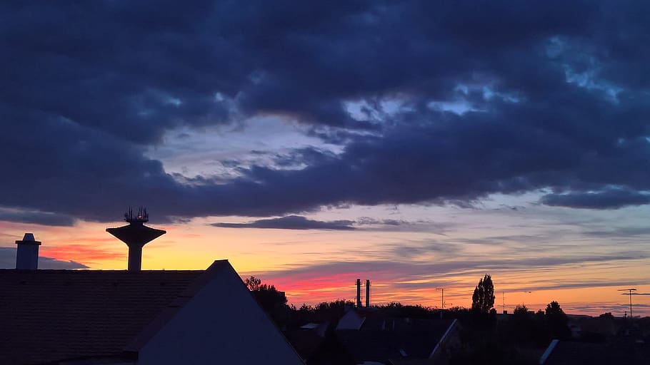 sunset, panorama-like, nature, heaven, architecture, built structure HD wallpaper