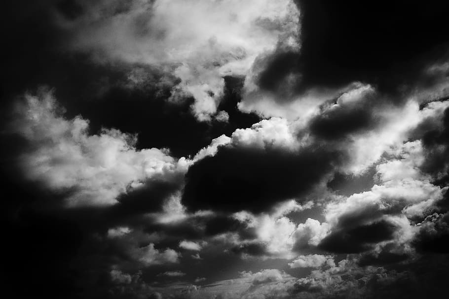 sky, clouds, black and white, cloud - sky, cloudscape, beauty in nature HD wallpaper
