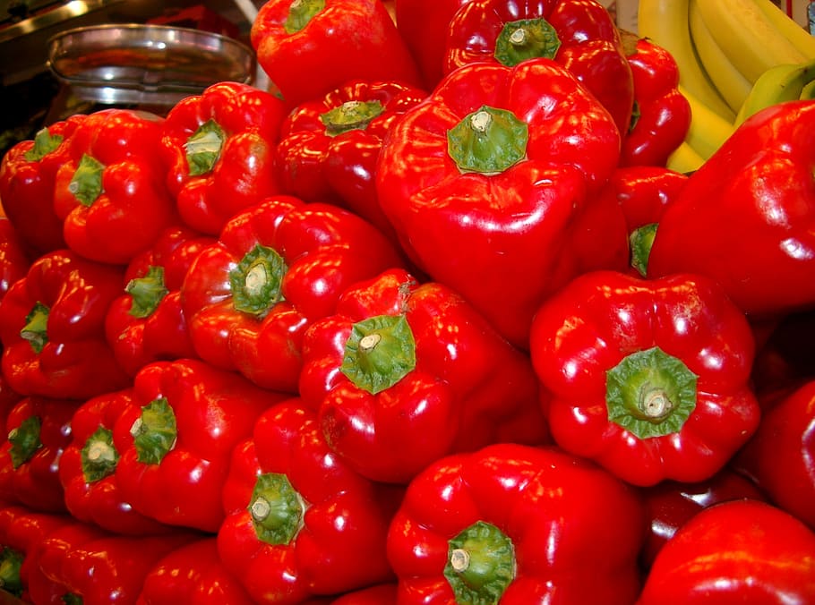 market, paprika, vegetables, red, food, healthy, sale, red pepper, HD wallpaper