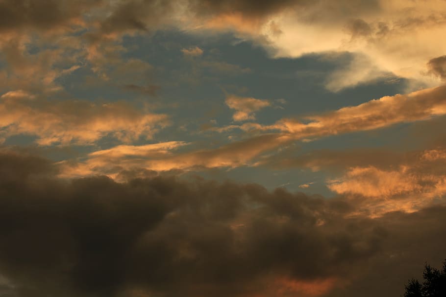 sky, sunset, evening sky, clouds, afterglow, abendstimmung HD wallpaper
