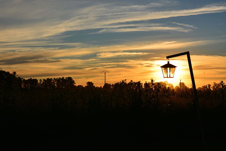 sunset, contrast, backlight, landscape, sky, nature, clouds HD wallpaper