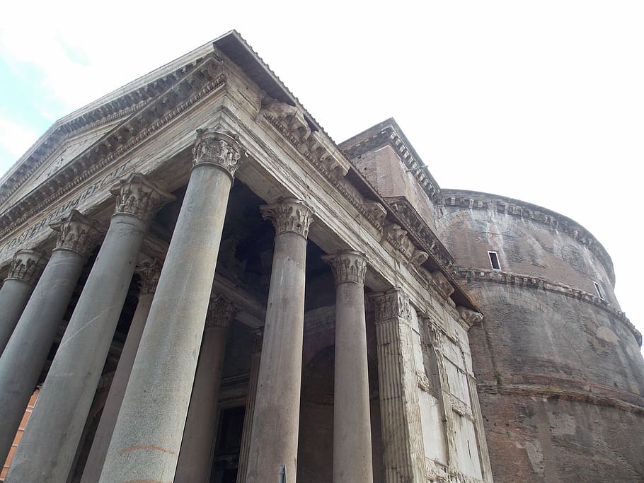 pantheon, italy, rome, architecture, roman, monument, low angle view, HD wallpaper
